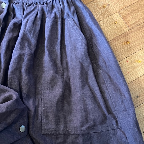 notPERFECTLINEN Chocolate Brown Marseille A-Line Skirt Pockets M/L - Picture 4 of 4